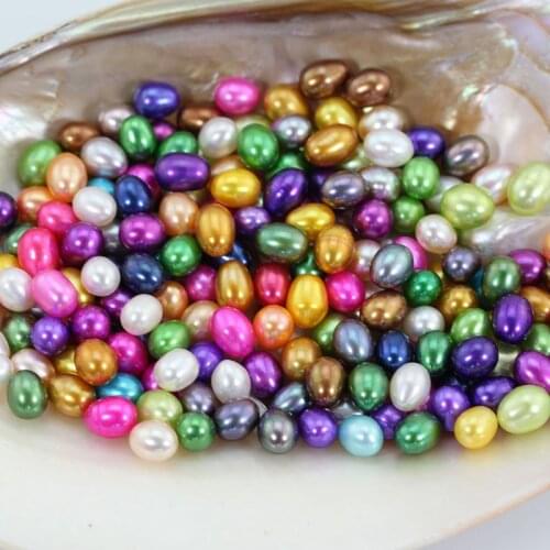 20pcs/Lot Rice Colorful Loose Pearls Akoya Oyster Loose Dyed Pearls DIY Jewelry Making 6-7MM Genuine Real Pearl Beads FP243