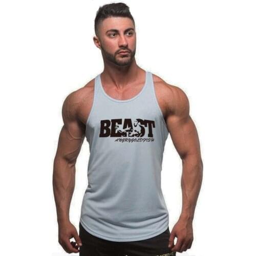2018 Fashion Men Brand clothing Bodybuilding Fitness Men Tank Top workout print Vest Stringer sportswear Undershirt
