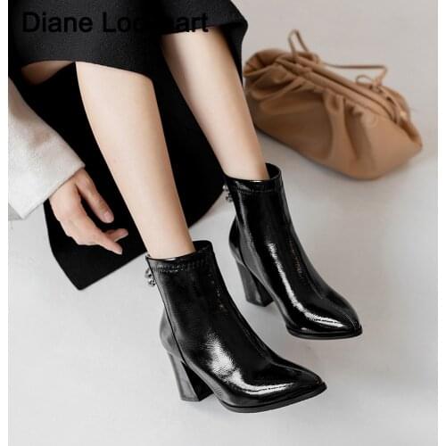 2020 Classic Chelsea boots Woman pointed toe high heels winter white boots Womens Ankle boots spring wedgie botines mujer 33 32