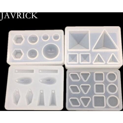 4 Pcs/set UV Silicone Crystal Epoxy Mold with Hole Pendant Small Pyramid Geometry Molds DIY Jewelry Making Mould