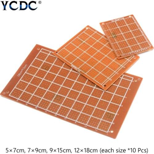 40Pcs Prototype PCB Printed Circuit Board For Electronic DIY 4 Sizes Mixture