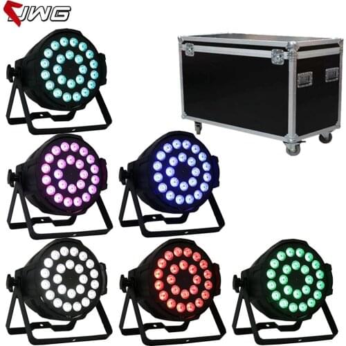 Free Shipping 6pcs/lot 6in1 Flightcase 24*10W RGBW 4in1 Led Par Light DMX Professional Lighting Indoor Stage Lights DJ Equipment