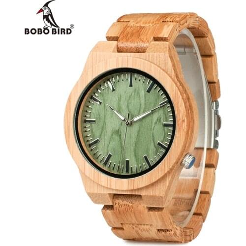 BOBO BIRD V-B22 Original Bamboo Mens Wristwatch Classic Folding Clasp Quartz Movement Wrist Watch erkek kol saati