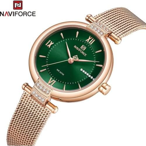 NAVIFORCE High Quality Japan Quartz Movement Luxury Brand Ladies Wrist Watch Mesh Stainless Steel Watches For Women Relogios
