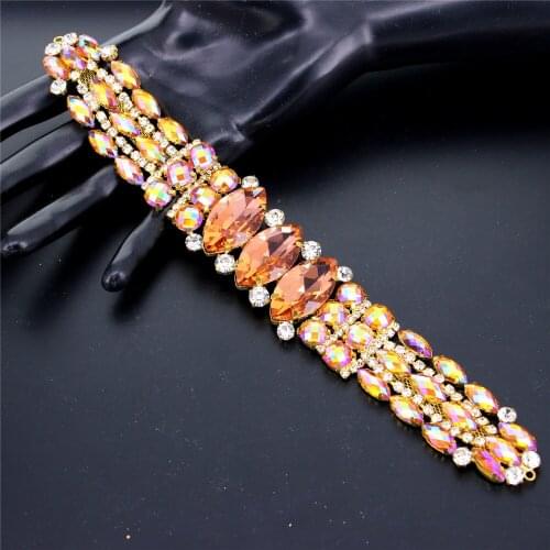 DIY Sew On Rhinestone Appliques With Colorfull Crystal For Bridal Wedding Belt Shoes Jacket Jewelry