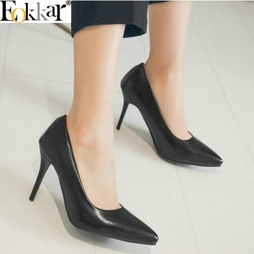 Eokkar 2019 Women Pumps Thin High Heels Pointed Toe Women Shoes Platform Party Shoes Dropshipping Ladies Pumps Big Size 34-43