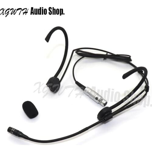 Black Dual Hook Head Headset Headworn Microphone Condenser Hypercardioid Mic For Shure Wireless Body-Pack Transmitter