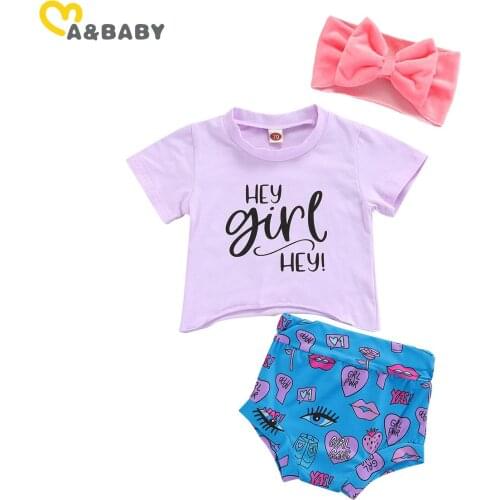 Ma&Baby 0-24M Summer Toddler Newborn Infant Baby Girl Clothes Set Letter Purple T shirt Tops Print Shorts Outfits Costumes DD15
