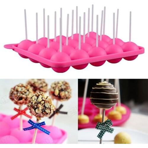 Round Lollipop Silicone Mold Baking Spherical Cookie Chocolate Candy Maker Pop Lollipop Mold Stick Tray Mould Baking Accessories