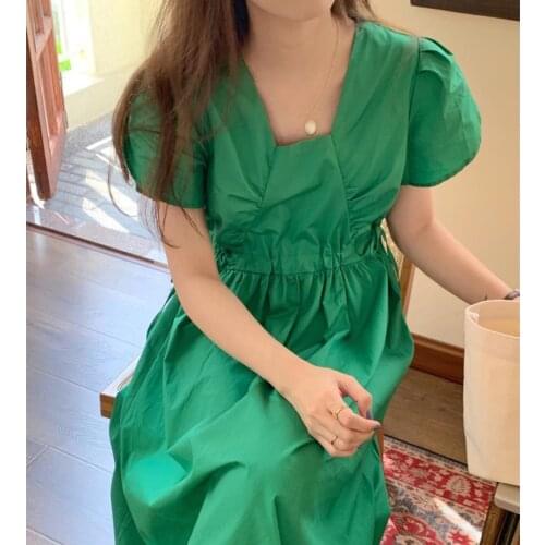 2021 Summer Casual Vestidos Ladies Dresses Short Sleeve Loose Solid Women Clothes 4xl Plus Size Blue Green Women Dress Lace