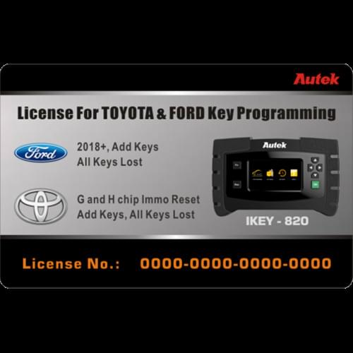 Autek IKEY820 License for Ford 2018+ and for Toyota G and H Chip All Key Lost Key Programming