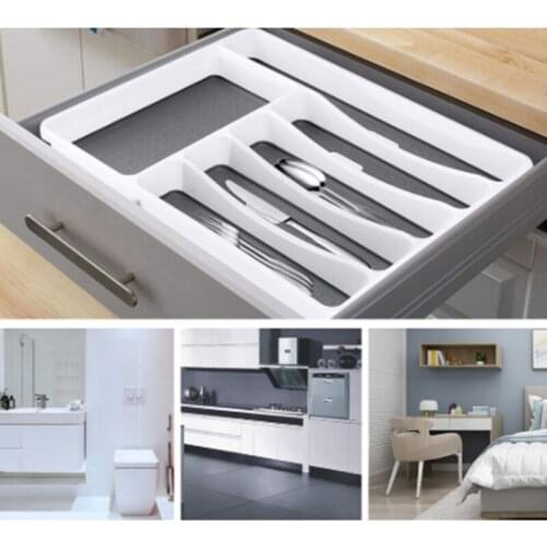 6 Compartments Cutlery Tray Kitchen Drawer Organizer Spoon Knife Fork Separation Storage Box Kitchen Tableware Tray Home Supply