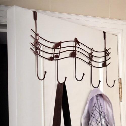Iron Art Door Rear Hook Rack Metal Music Style Hook Hanger Organizerfor Any Bedroom, Office, or Entry Way Door