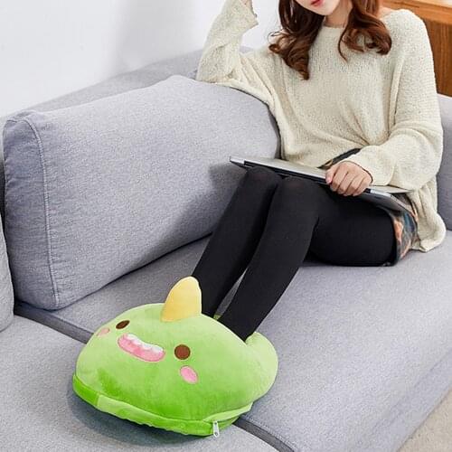 Cute USB Foot Warmer Electric Heating Pad Winter Feet Warm Shoes Power Save Safe Washable Heated Slipper For Home Travel Office