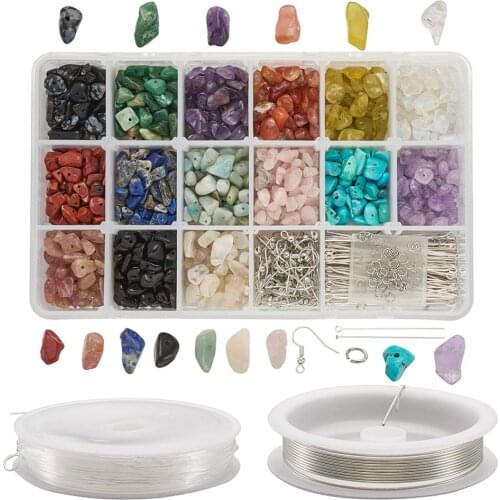 Jewelry Making Kits DIY Earring Bracelet Set with Stone Beads Earring Findings Jump Ring Copper Wire and Elastic Crystal Thread