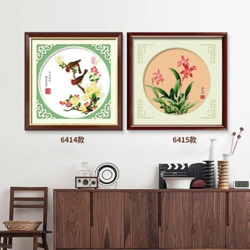 Needlework cross stitch kits Traditional Chinese Hand-embroidered Magnolia Flowers and Birds Nature Landscape Painting