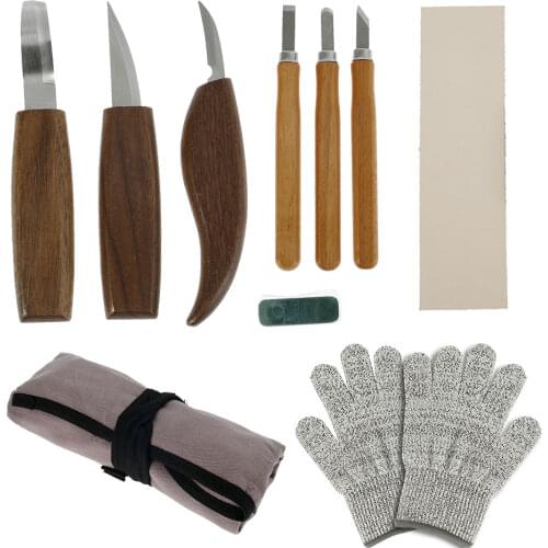 10pcs Carving Knife Woodcut DIY Wood Carving Hand Tools Carpenter Beginners Woodworking Whittling Cutter Wood Chisel Knife Kit