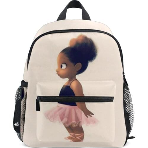 New suitable for grades 1-5 American Art Black Girls school bags for girls children orthopedics school backpack mochila infantil