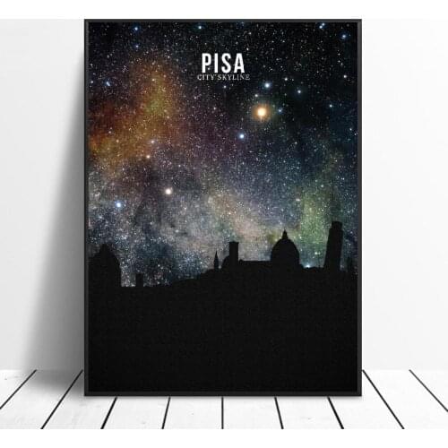 PISA Starry City Skyline Canvas Art Print Wall Poster Living Room Decoration No Frame