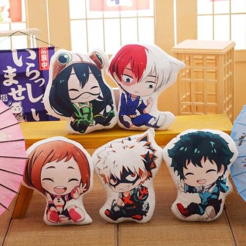 1pc 40/55cm Lovely Anime Bakugou Katsuki Todoroki Shoto Midoriya Izuku Bolster Plush Boku No Hero Academia Pillow Cartoon Toys