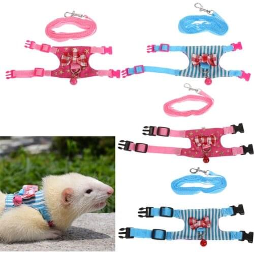Hamster Rabbit Harness Leash Set For Ferret Guinea Pig Small Pet Chest Strap