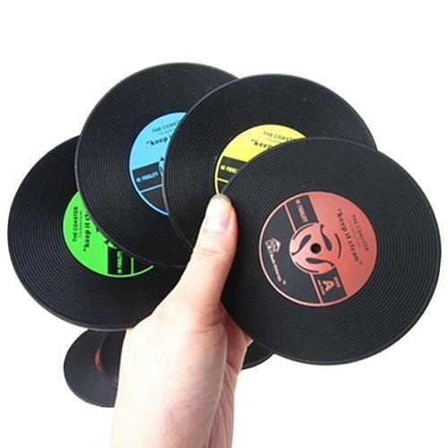 Hot Retro CD-Design Antislip Silicone Drink Coaster Pad Cup Coffee Mat Placemat