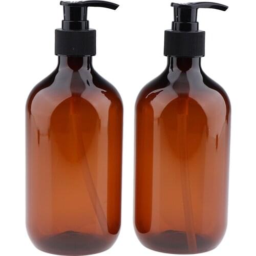 2Pcs Empty Translucent PET Shampoo Conditioner Refillable Pump Bottles Containers 500ml