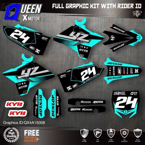 QUEEN X MOTOR Custom Team Graphics Backgrounds Decals 3M Stickers Kit For YAMAHA 2015 2016 2017 2018 2019 YZ125-250 008