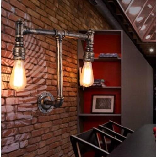 Nordic Loft Style Water Pipe Lamp Industrial Vintage Wall Light Fixtures Creative Edison Wall Sconce Indoor Lighting