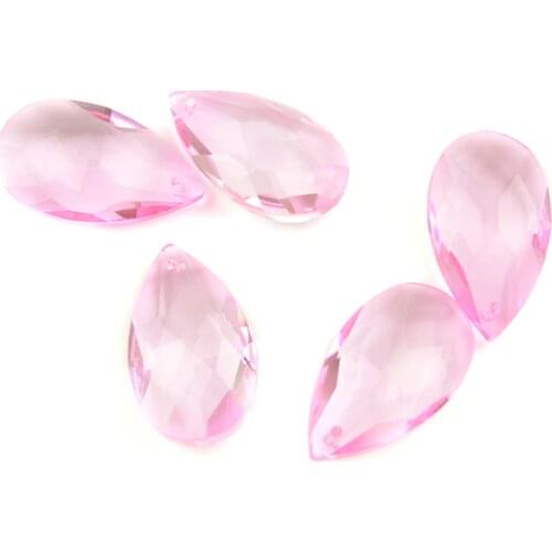 Tear Drop 22mm-76mm Pink Glass Crystal Prism DIY Pendant Chandelier Jewelry Suncatcher Spacer Faceted