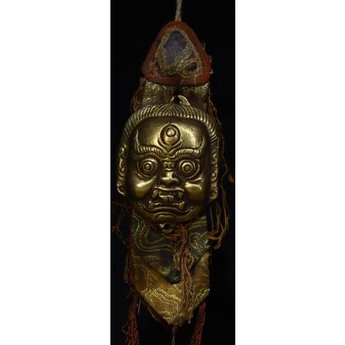 Tibet Buddhism Copper Bronze Dharma Deity Vajrakilaya Buddha head Statue Pendant