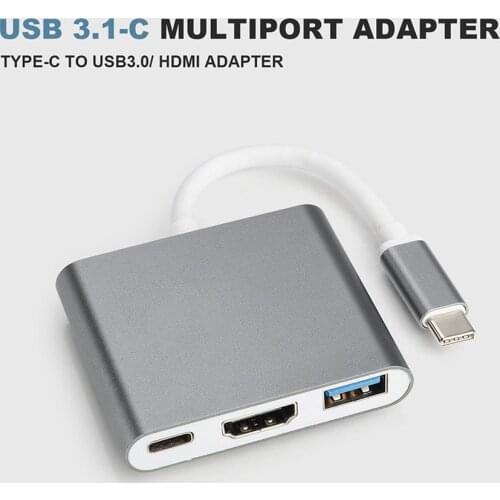 Type C HUB to Hdmi-compatible Adapter for Macbook Pro/Air 3 USB Tipo HUB to Video 4K USB 3.0 Port USB-C Power Delivery Convertor