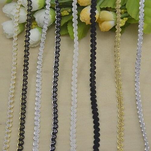 1M High Quality Small Gold Lace Fabric 0.6cm Applique Silver Lace Ribbon Trim Curtain Guipure Lace Sewing Trimmings encaje H-03