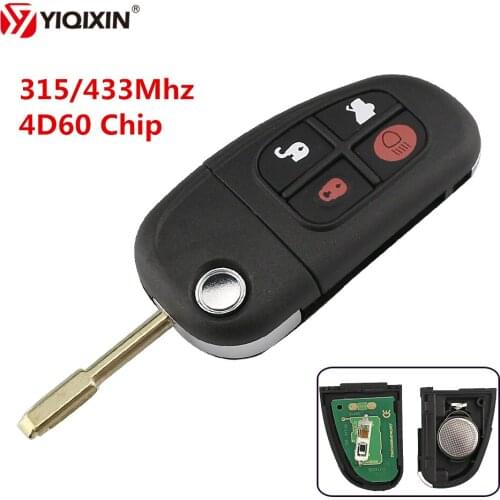 YIQIXIN 4 Buttons Folding Flip Remote Car Key 315Mhz/433Mhz 4D60 Transponder Chip For Jaguar X-Type S-Type S Type X Type XJ XK