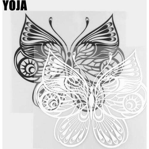 YOJA 19.8×17.4CM Vinyl Decal Beautiful Butterfly Cartoon Animals Car Stickers Black/Silver 19C-0318