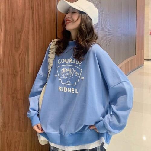 Maxxo Korean High Street Punk Girl Blue Sweater Hoodies T-Shirt Casual Tee Aesthetic Clothes Women Goth Harajuku Emo Tops