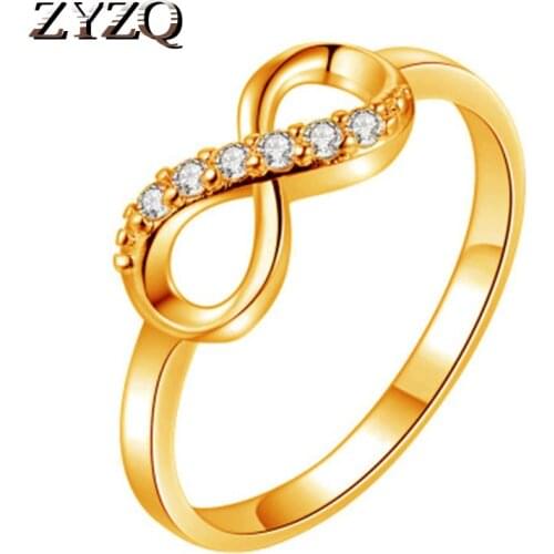ZYZQ Classic Etrnity Letter Eight Shaped Finger Rings With Micro Paved Simple Daily Accessories Jewelry Rings For Women Hot