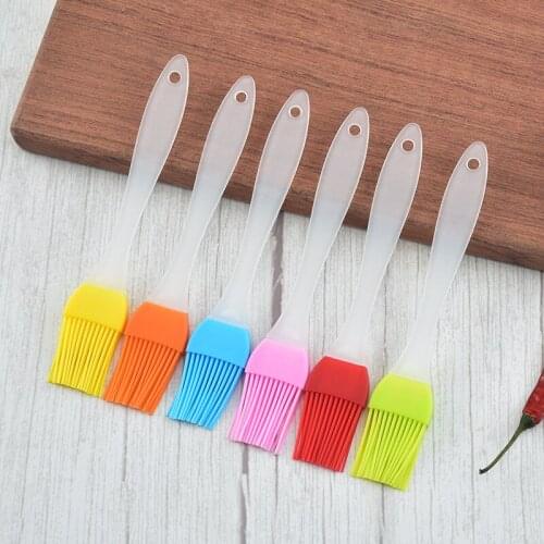 1PC Small Silicone Barbecue Basting Cake Baking Pastry Bread Butter Oil Brush Clear Handle Kitchen Tools Multicolor 17* 3CM