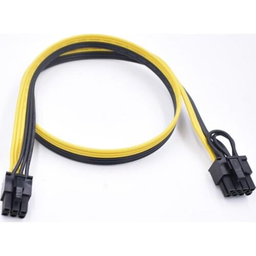 10pcs/lot 60CM PCI-E 6pin to PCI-E 8pin(2+6) extention power cable for Server Power Supply PSU 6pin Breakout Board Mining