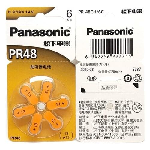 102pcs/lot New Original Battery For Panasonic PR48 Hearing Aid 13 A13 Deaf-aid Acousticon Cochlear Button Coin Cell Batteries
