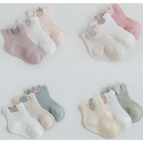 2020 Summer Thin Baby Socks Combed Cotton Boneless Cartoon Mesh Baby Socks Boys And Girls Socks