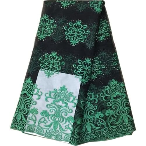 2021 African French Swiss Stone Net High Quality Nigerian Tulle Mesh Lace Fabric For Party Dress 5Yards/Lot YMS601