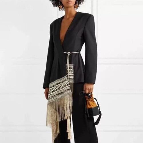 2021 Designer Niche Spring/Summer Irregular Coat Bohemian Retro Tassel Lace-up Trend Female Fashion Patchwork Coats for Women