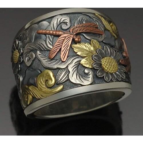 2020 Hot Designer Dragonfly Flower Sea Rings For Women Men Classic Vintage Female Male Jewelry Birthday Party Valentine Gifts