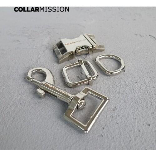 50sets/lot (metal buckle+adjust buckle+D ring+metal dog clasp/set) DIY dog collar 20mm buckle laser engraving customize LOGO
