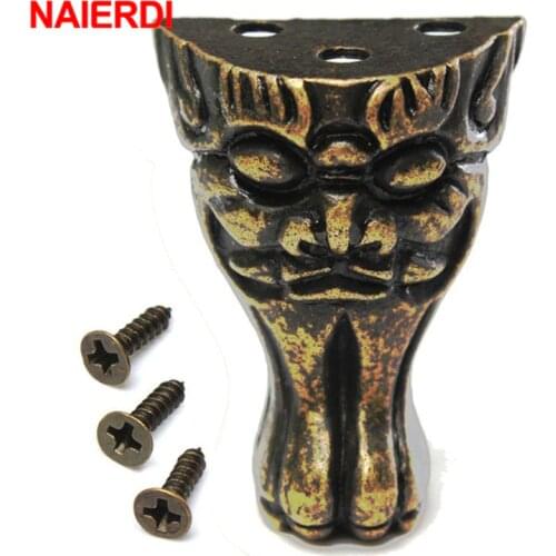 NAIERDI Antique Brass Jewelry Chest Wood Box Cabinet Decorative Feet Leg Corner Protector For Furniture Metal Crafts Hardware