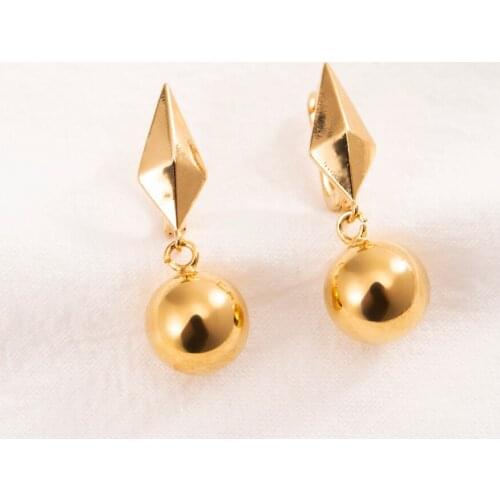 Bangrui 2021 Fashion Women Earrings Gold Ball Beads Rhombus Earrings Eardrops Bridal Wedding Party Jewelry Aretes