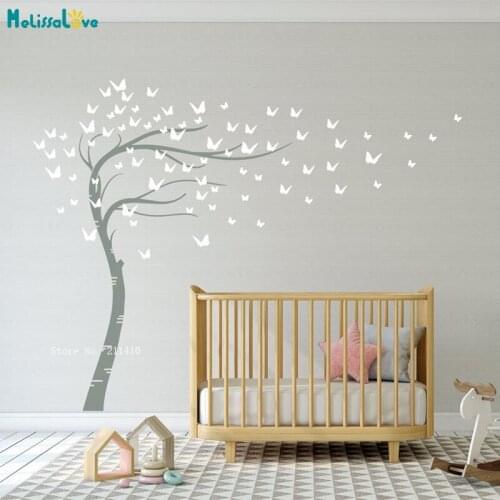Large Beautiful Sweeping Butterfly Tree Decals Vinyl Art Wall Sticker Home Decoration Matte Murals Removable YT5624