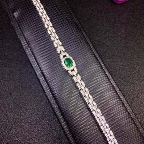 Simple atmosphere, natural emerald bracelet, handmade, good quality, 925 silver new store seeking attention