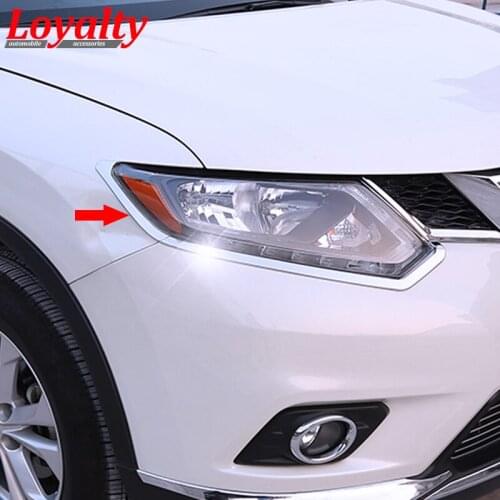 Loyalty for Nissan X-Trail 2014 2015 2016 Front Headlight Lamp Eyebrow Cover Trim ABS Chrome Car Styling Auto Accessories